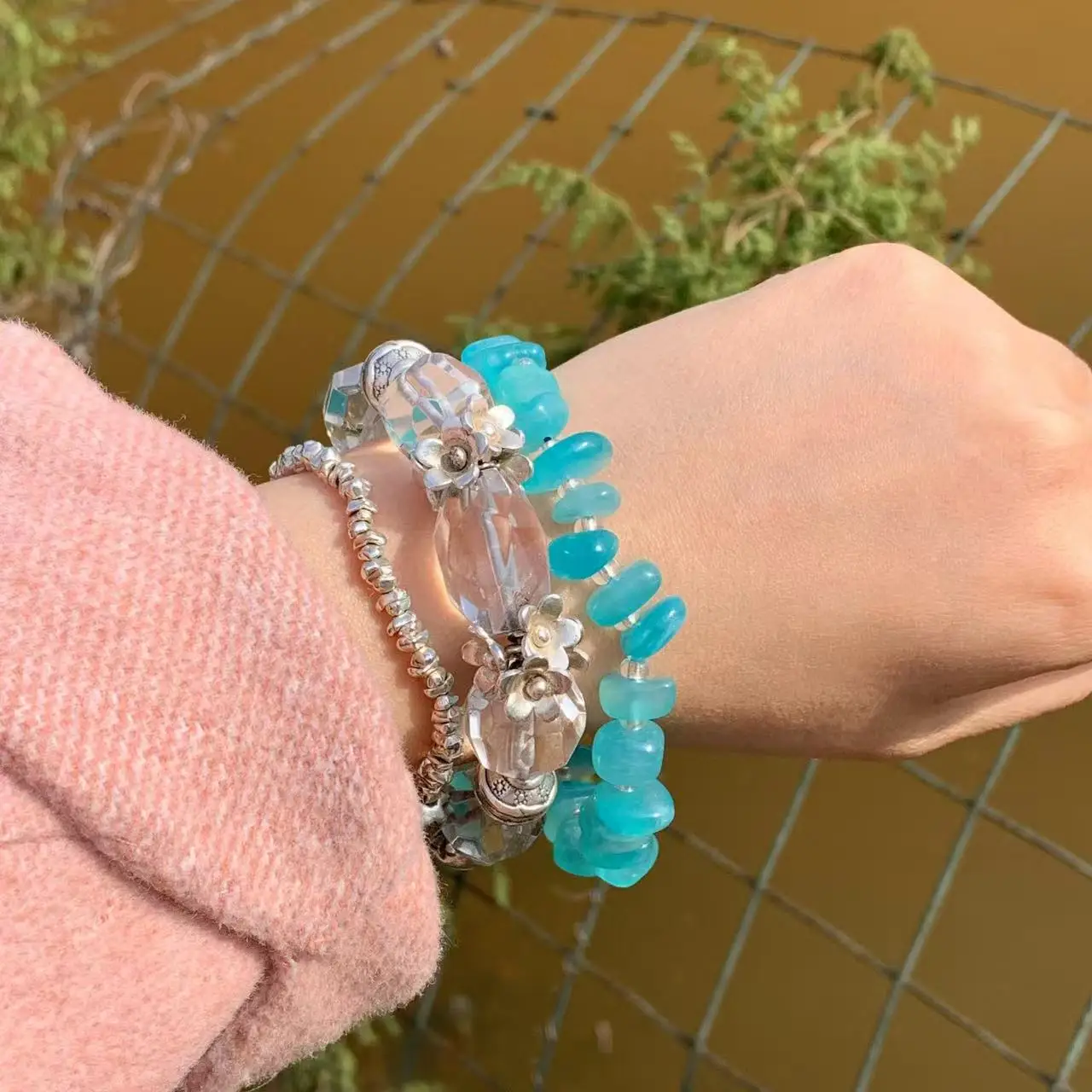 Natural Amazonite Bracelet Blue Stone Irregular Jewelry Wholesale Design Handmade GEM Beads Healing Women Jewelry Gifts