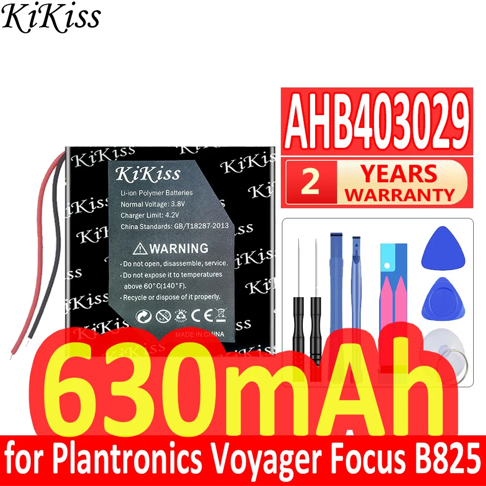 630Mah Kikiss Potente Batteria Ahb403029 (2 Linee) Per Plantronics Voyager Focus B825 Auricolare Auricolare