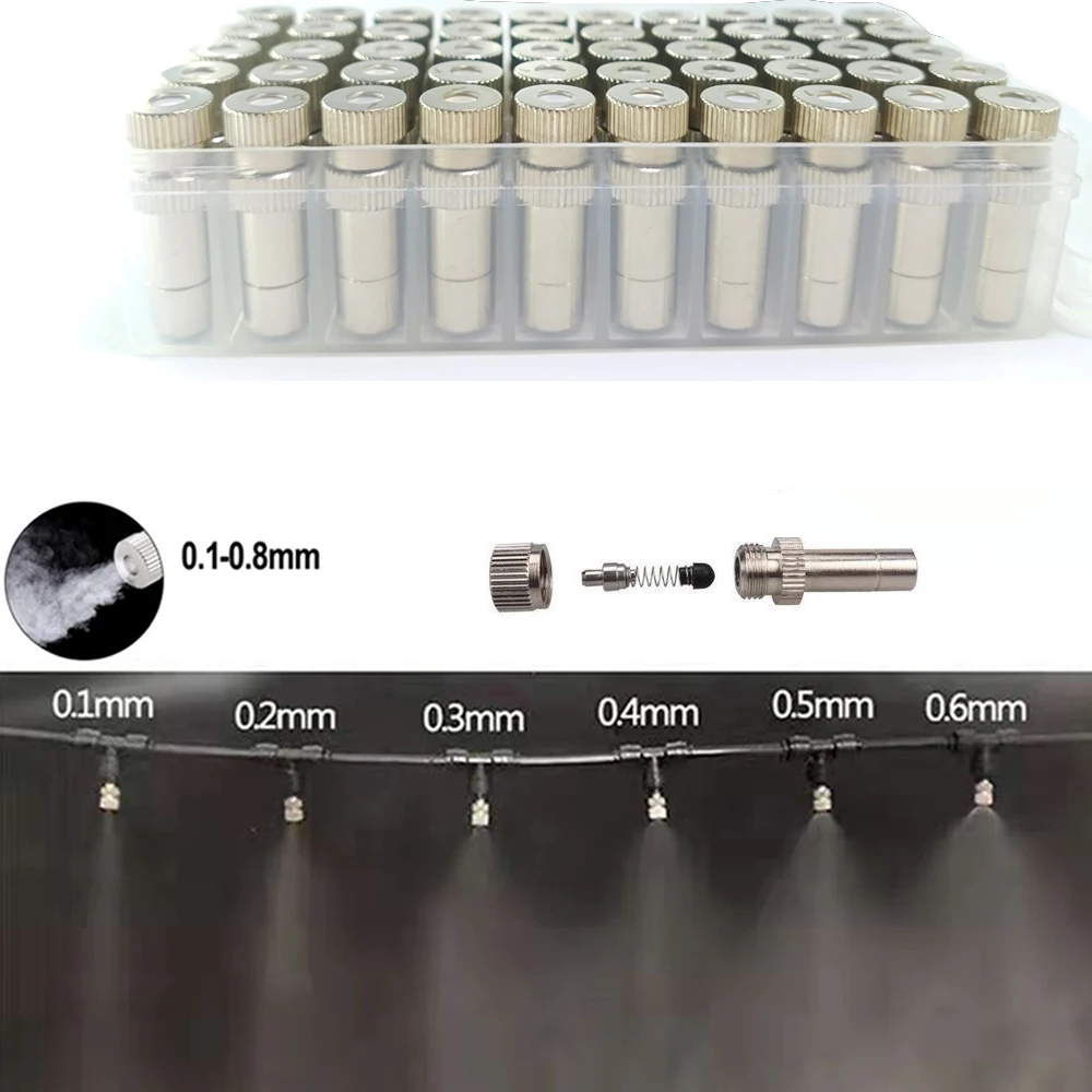 50 stücke 8MM Hohe Qualität Zerstäubung Beschlagen Düse Garten Bewässerung Sprinkler Schnell Schieben Nebel Sprayer Für Kühlsystem