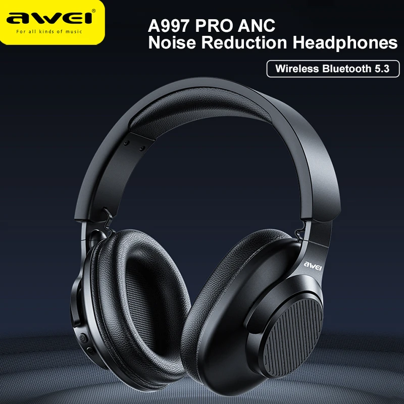

Awei A997PRO ANC Wireless Gaming Headset Over Ear Active Noise Cancelling Headphones with Mic Sports Folding Bluetooth Headset