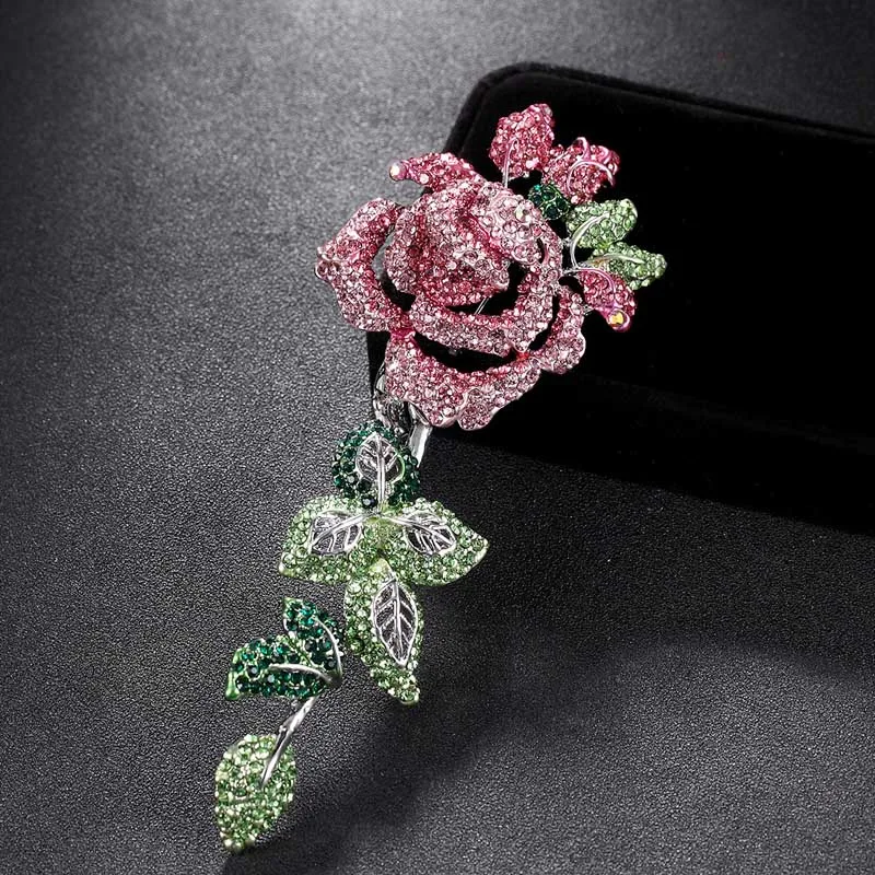 

Donia Jewelry Large Rose Alloy Micro-Inlaid Rhinestone Two-Color Brooch Luxury Retro Pin