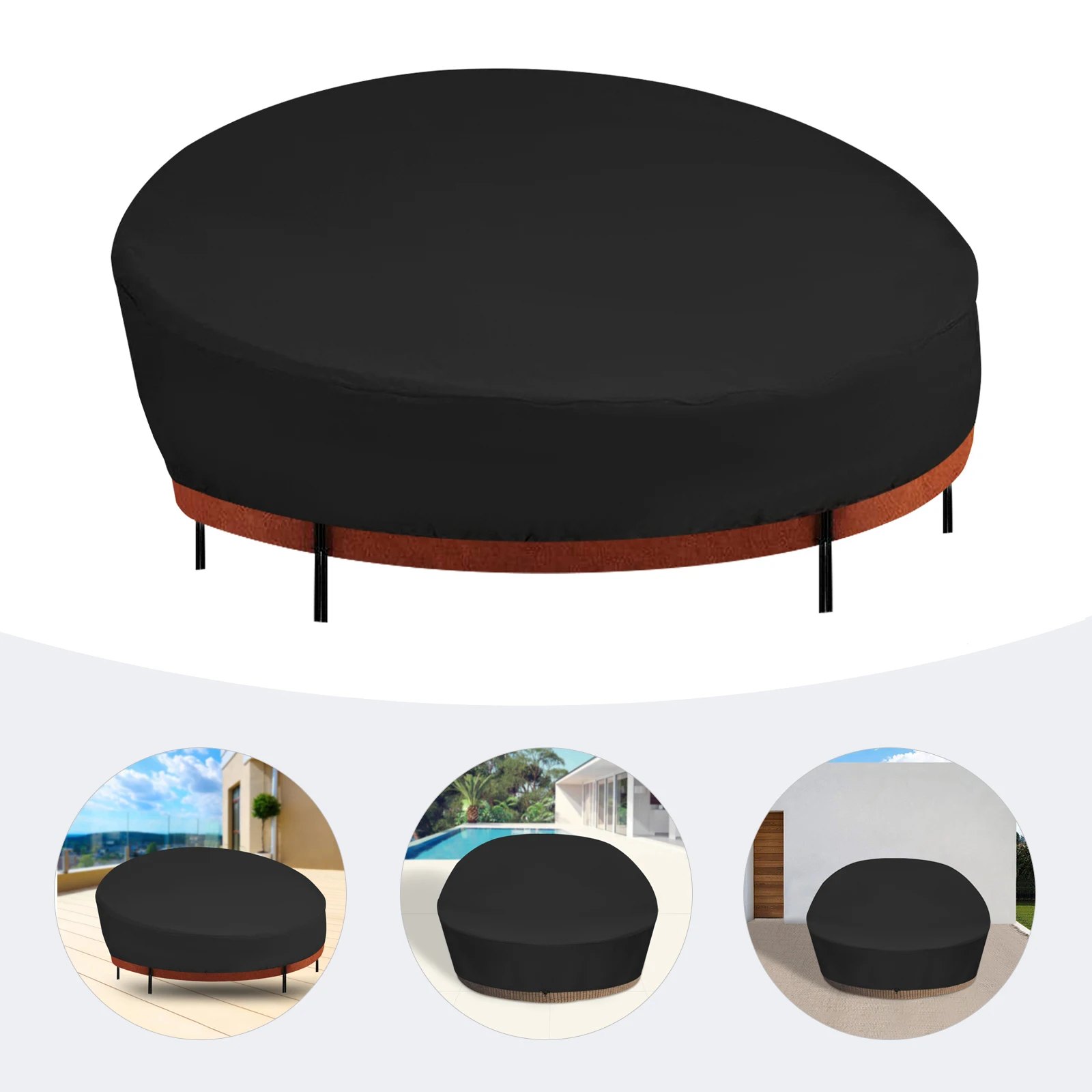 Outdoor Daybed Cover Heavy Duty Waterproof Round Canopy Sofa Bed Cover with Taped Seam Patio Furniture Set All Weather