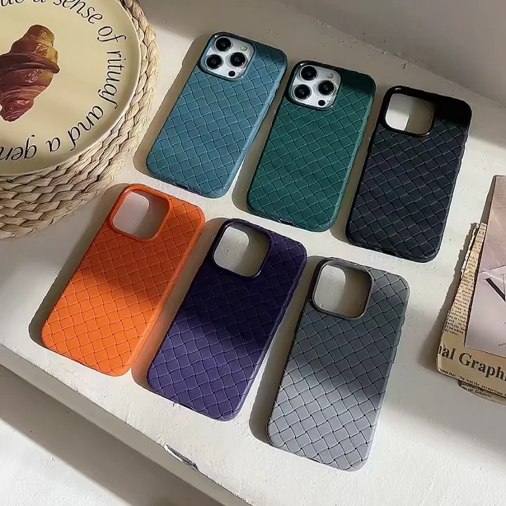 Luxury Woven Pattern Phone Case Braided Soft Leather Case For Iphone 6 