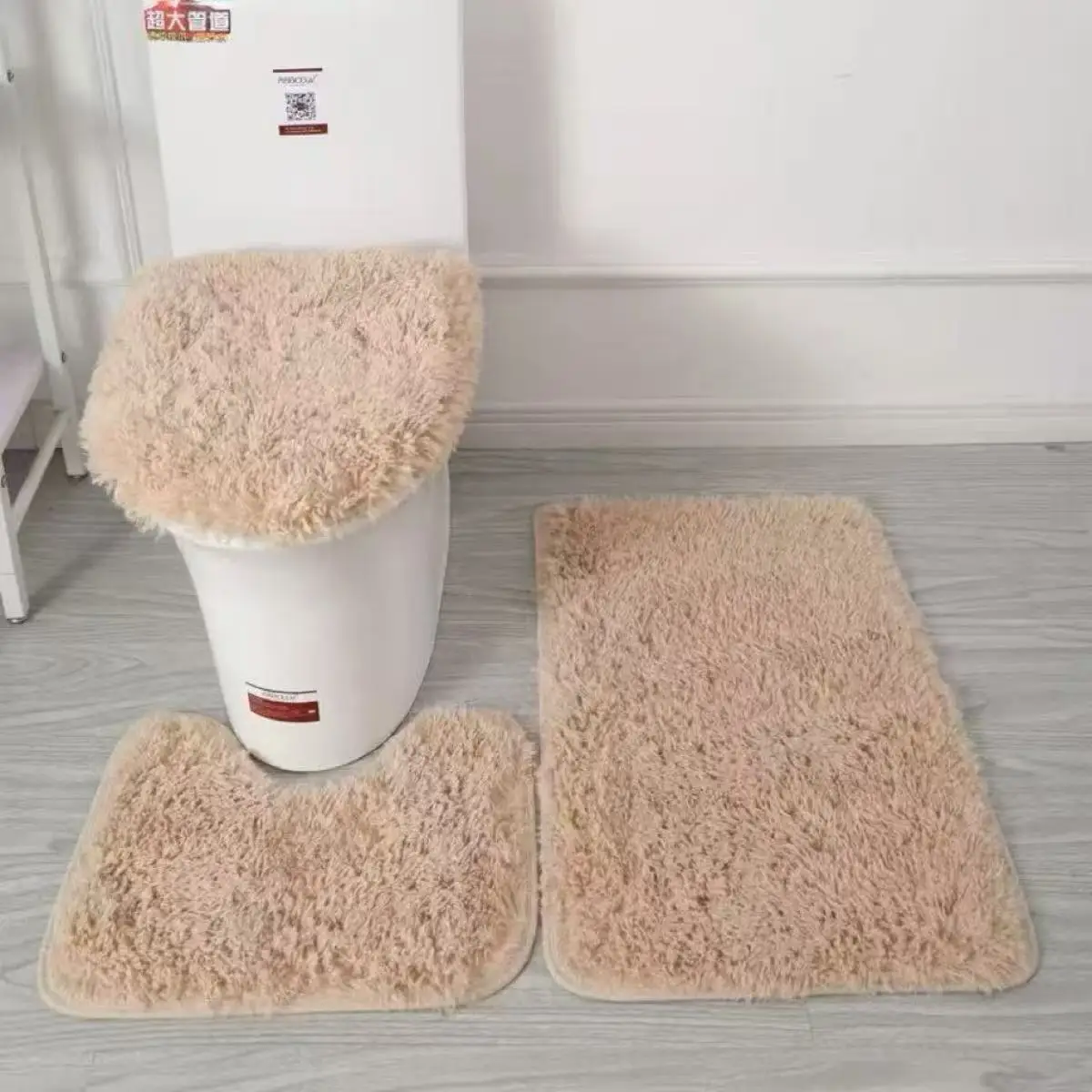 3 Piece Bath Rug Set U Shape Toilet Lid Cover Washable Floor Mat Image 2