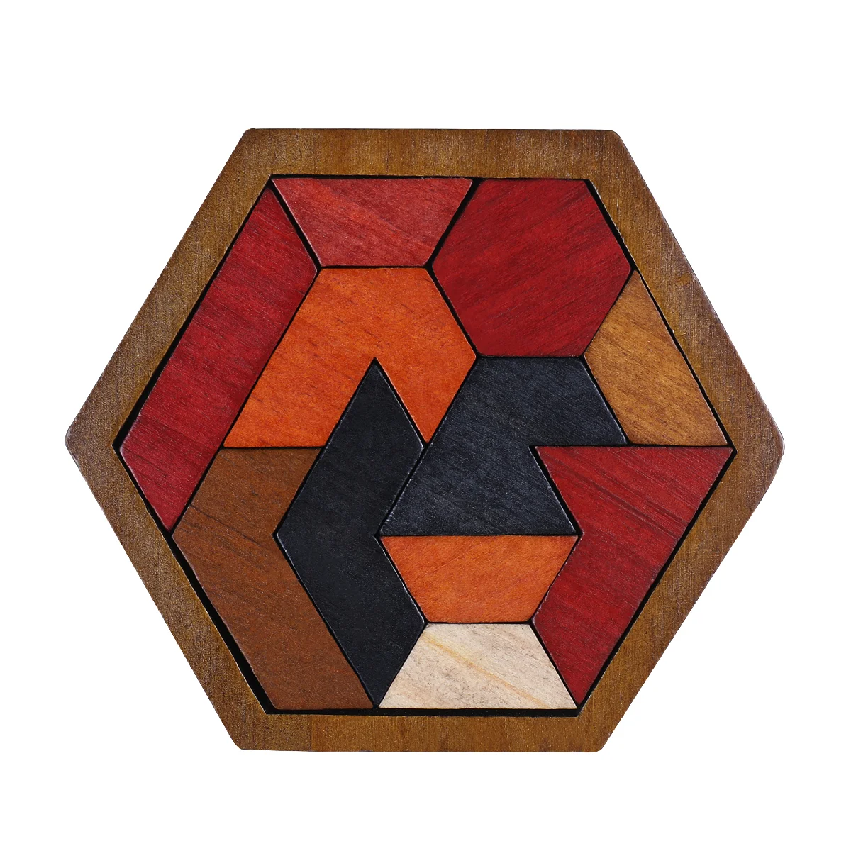 

NUOLUX 12 pcs Hexagon Tangram Jigsaw Puzzles Wooden Puzzle Games Brain Puzzles for Kids
