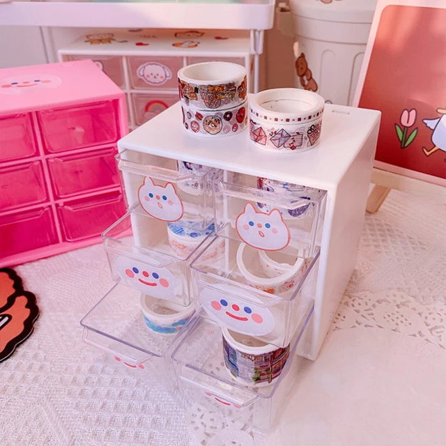 Six Grids Dustproof Drawer Storage Box Desktop Stationery Jewelry Hand  Account Cosmetics Plastic Storage Box Cute DesktopStorage - AliExpress