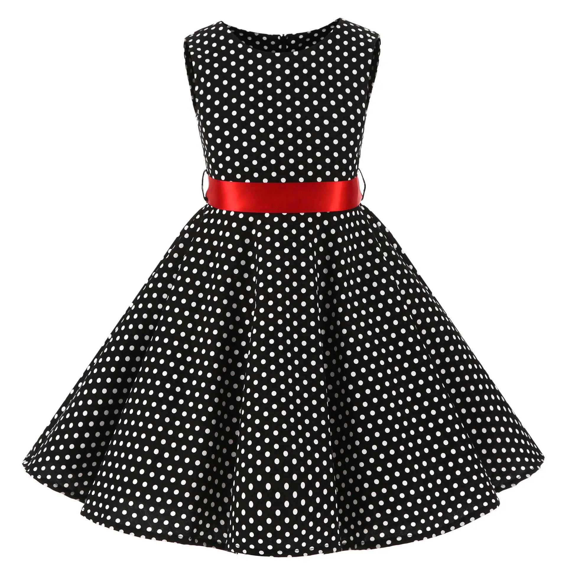 baby boy dress Children Summer Dresses Sleeveless Polka Dot Flower Performance Dress Retro Clothes Big Girls Fashion  Party Vestido Princesa boutique baby dresses