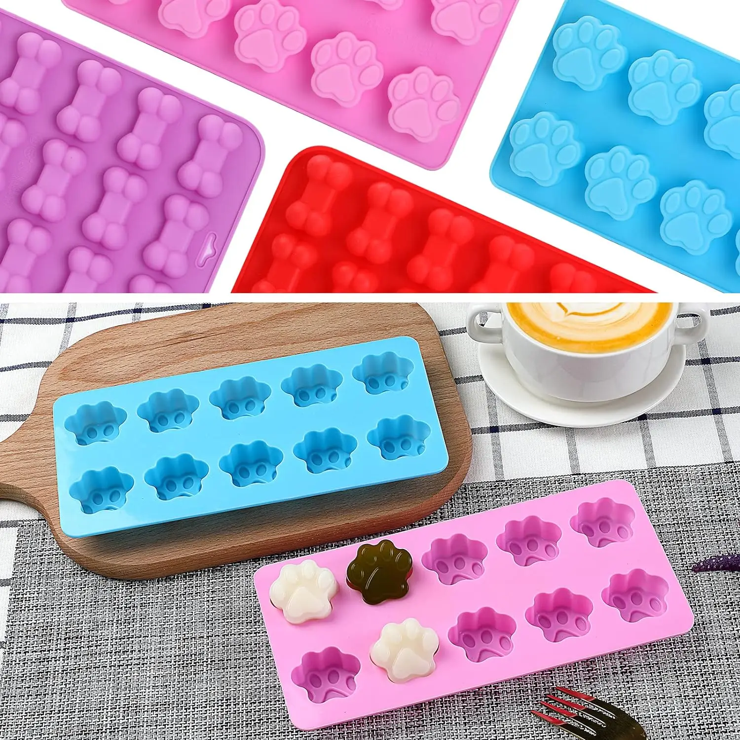 Puppy Hond Poot En Been Kat Ijsbakken Siliconen Pet Traktatie Vormen Zeep Chocolade Jelly Candy Mold Cake Versieren Bakvormen