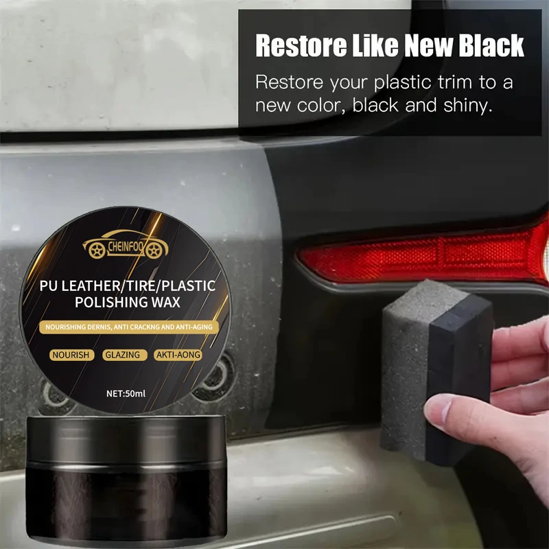 All-in-One Car Care Kit Plastic Restorer Wax PU Leather Rejuvenator Tire Polish Scratch Repair for Bumpers/Interiors