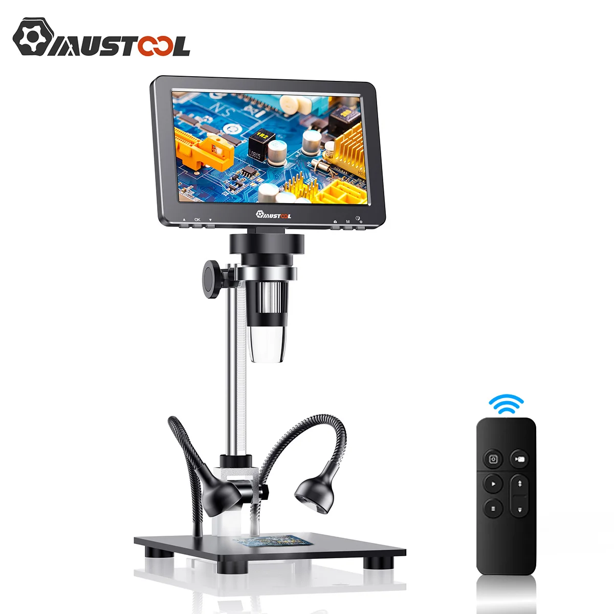 DM9 Pro 7inch 1200X HDMI-compatible Digital Microscope IPS Microscopes Entire Coin View 16MP Soldering Microscope by MUSTOOL