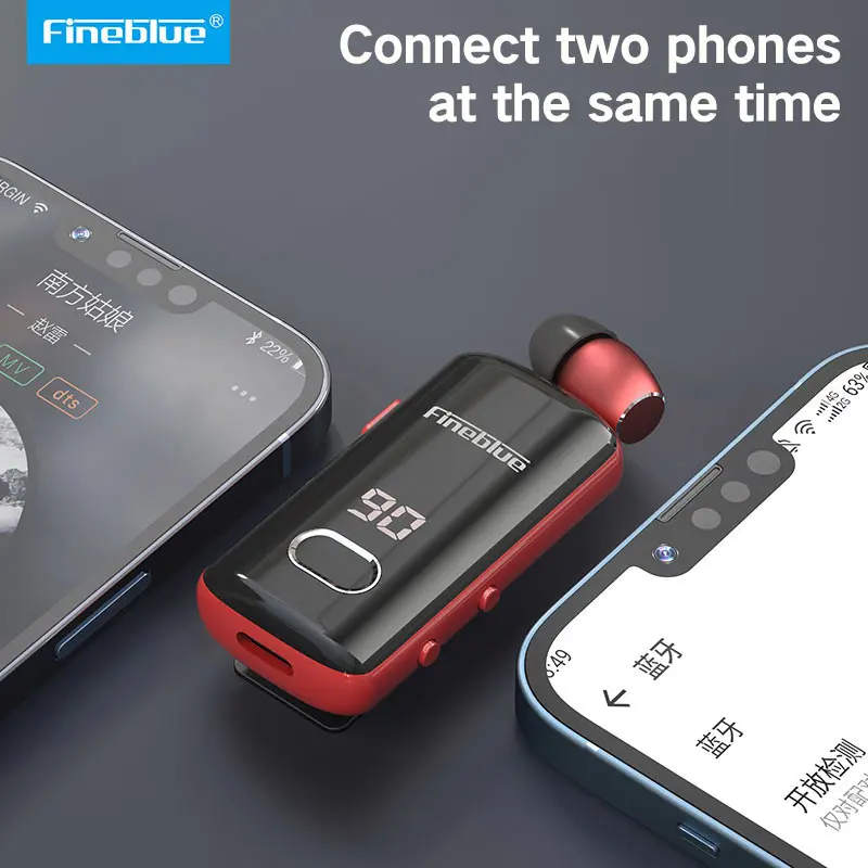 2023 Fineblue F580 비즈니스 이어폰, 칼라 클립 무선 이어버드, 블루투스 5.3 알림, 진동 헤드폰, 소음 제거