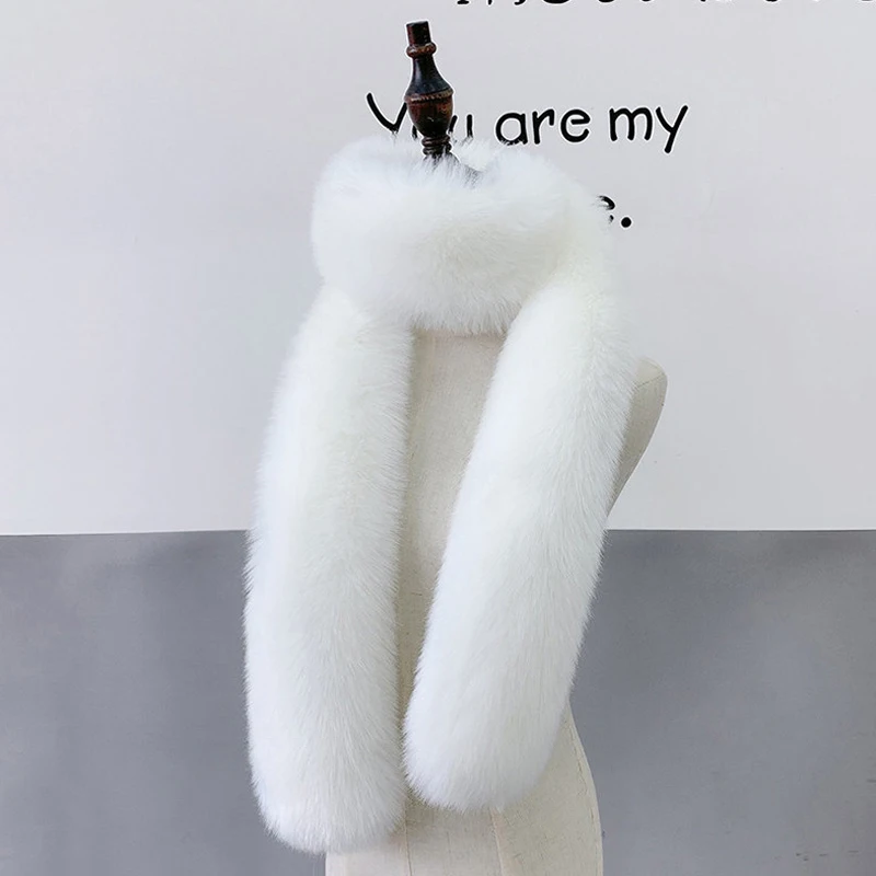 Winter Warm Faux Fox Fur Collar Woman Scarf Shawl For Ladies Collars Wraps Neck Warmer Long Scarves Luxury Furry Scarf Shawls