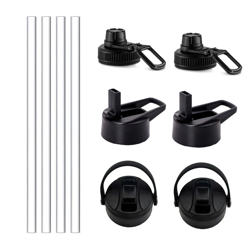 Universal Straw Lid Flex Cap Fits Most Wide Mouth Bottles For Hydro Bottles 12 18 21 24 32 40 60 oz Water Bottle Flask