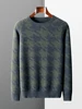 New Men O-neck Cashmere Sweater Long Sleeve 100% Merino Wool Pullover Autumn Winter Soft Warm Houndstooth Knitwear Casual Jumper 1