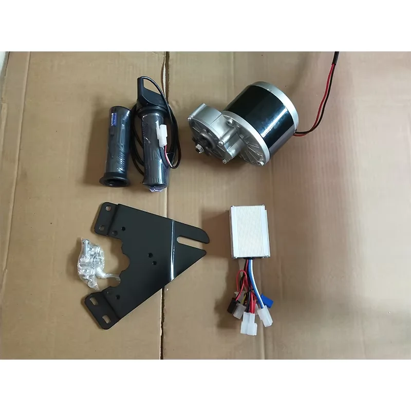 250W 12V/24V Gear Brush Motor With Motor Controller and Twist Throttle, Electric Bicycle Kit DIY