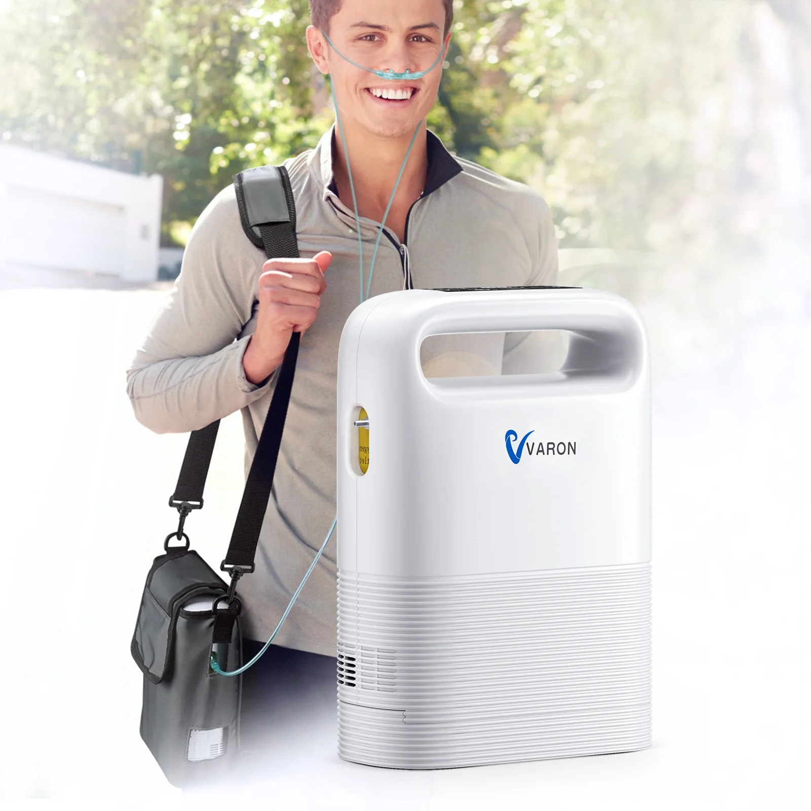 Varon Portable Oxygen Concentration Pulse Dual Oxygen Delivery Modes 6 Levels Rechargeable for Outdoor Travel