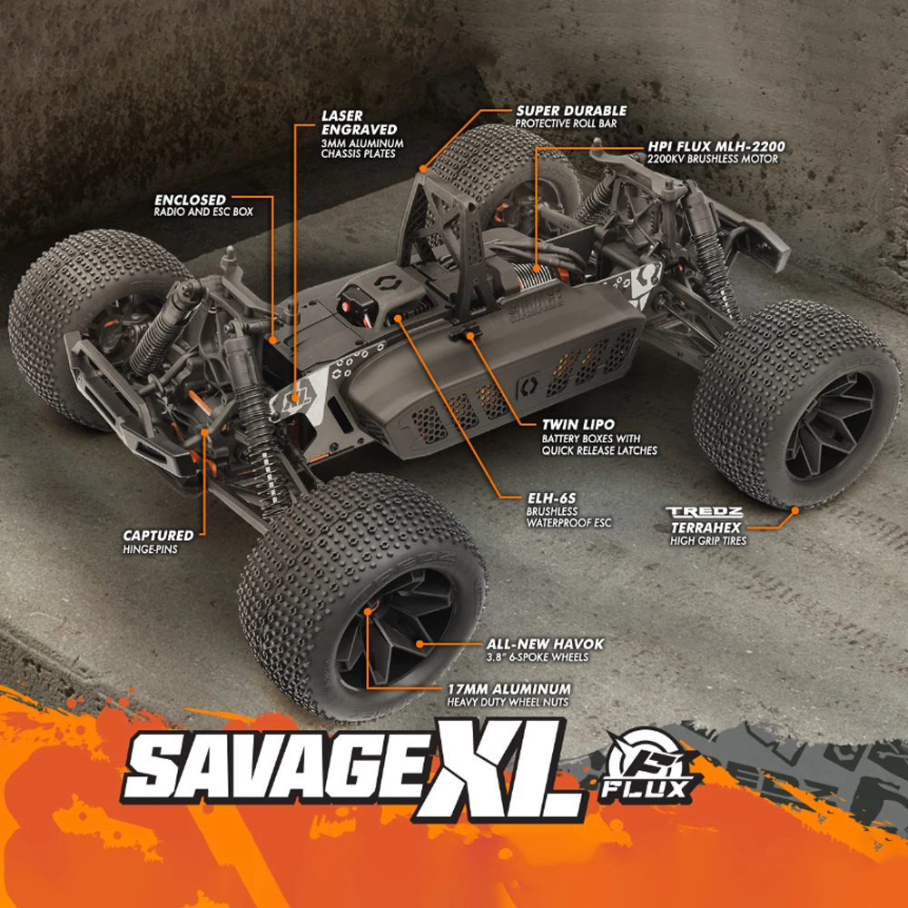 HPI RACING SAVAGE XL FLUX V2 GTXL-6 160103 RTR 4WD 1/8 RC Electric
