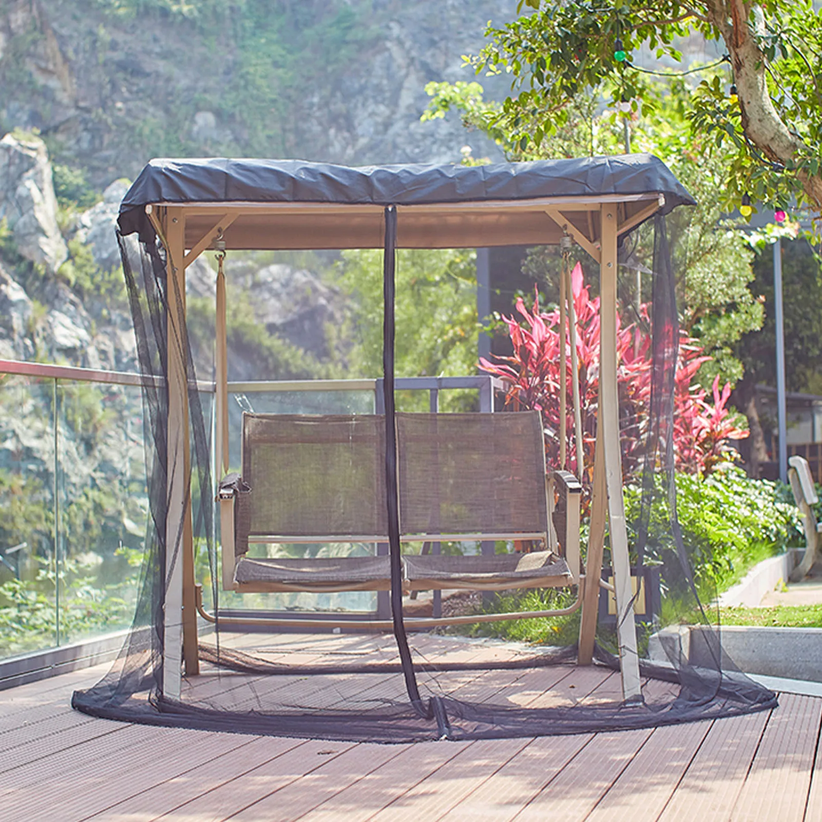 Swing Chair Mosquitoes Net Polyester Mesh Screen With Zipper Opening