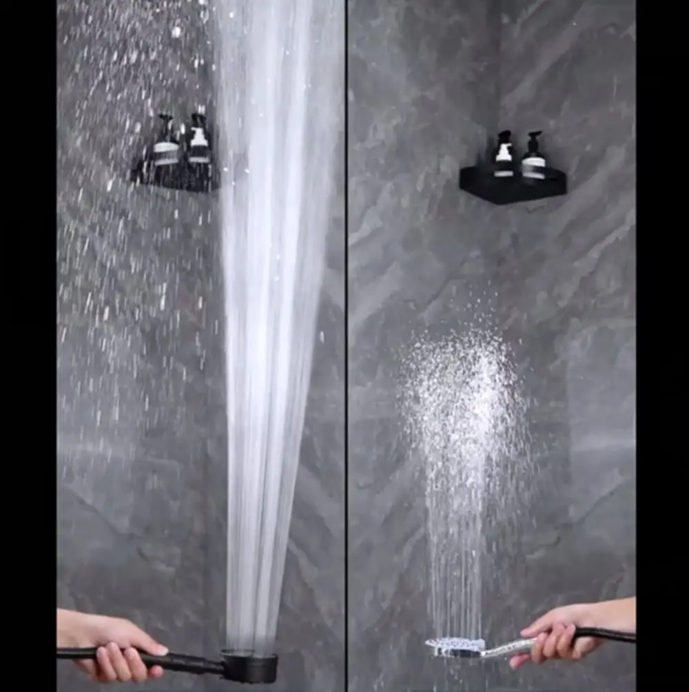 Black Silver 304 Stainless Steel Shower Head High Pressure Handheld Sprayer Fall Resistant Showerhead Bathroom Accessories