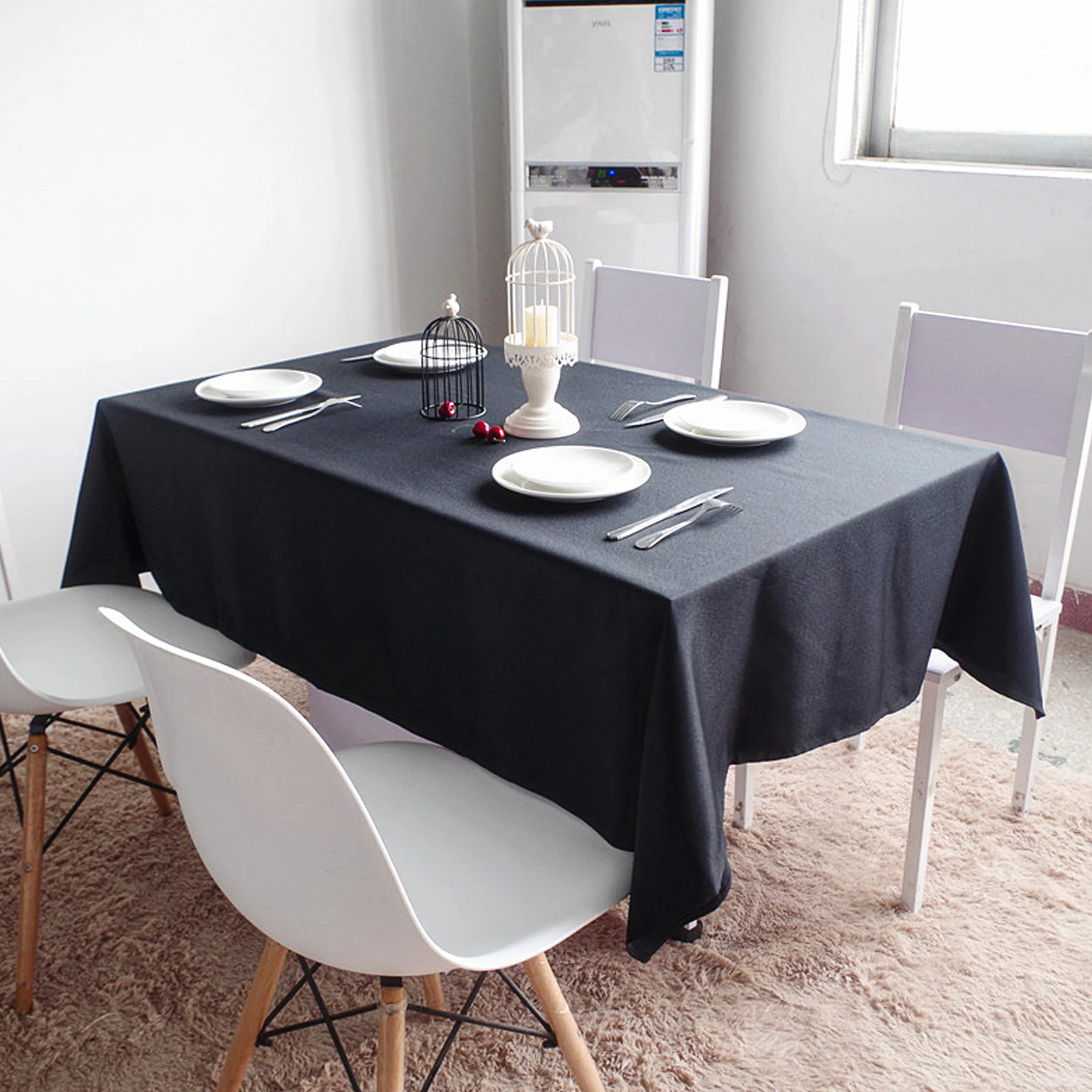 Home solid color polyester thickened fabric Black tablecloth plain color picnic party table cloth