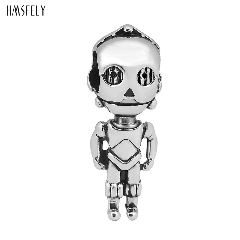 

HMSFELY 316l Stainless Steel Robot Bead European Charm Beads For DIY Bracelet Jewelry Making Accessories