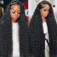 13x6 Deep Wave Frontal Wig  40 Inches Hd Lace Front Wig Curly Hair13x4 Water Wave Wig Preplucking For Black Brazilian Woman Hair 1