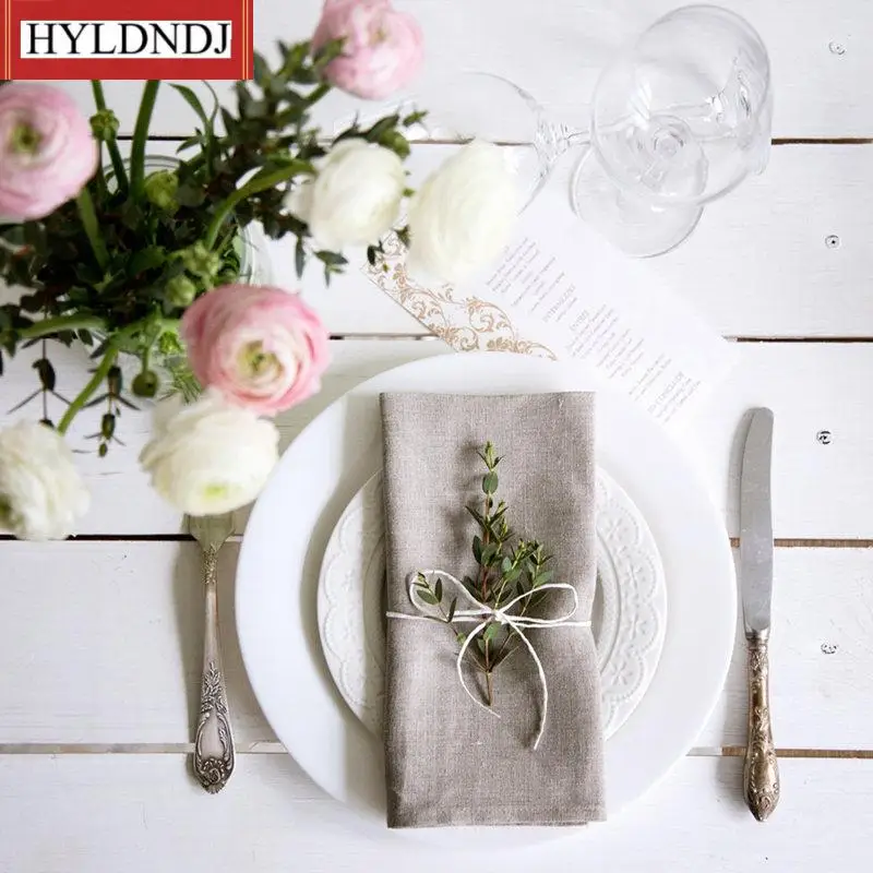 Wedding Decoration 12 Pcs Linen Napkins Linen Fabric Napkins Table Napkins for Wedding Party 4 Sizes Available