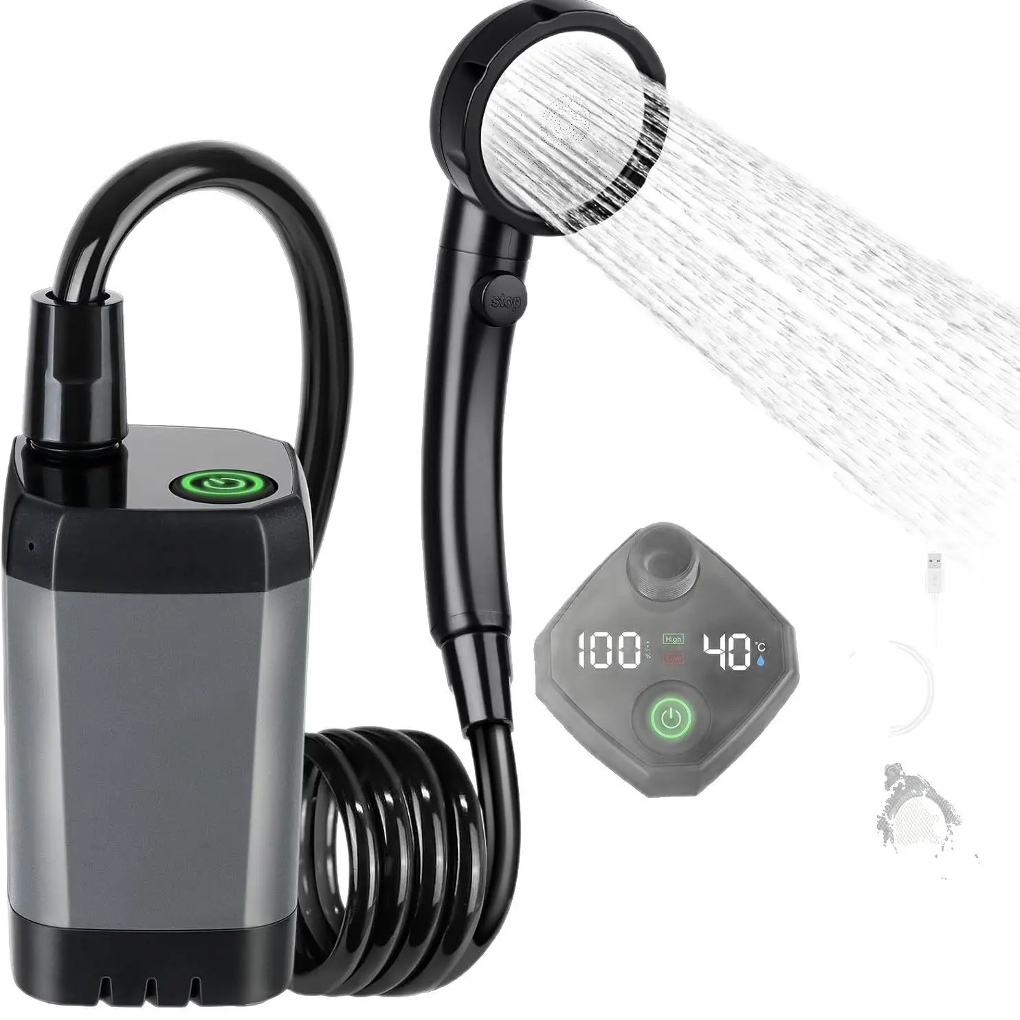 Shower set outdoor shower outdoor bathing tool camping car wash nozzle electric