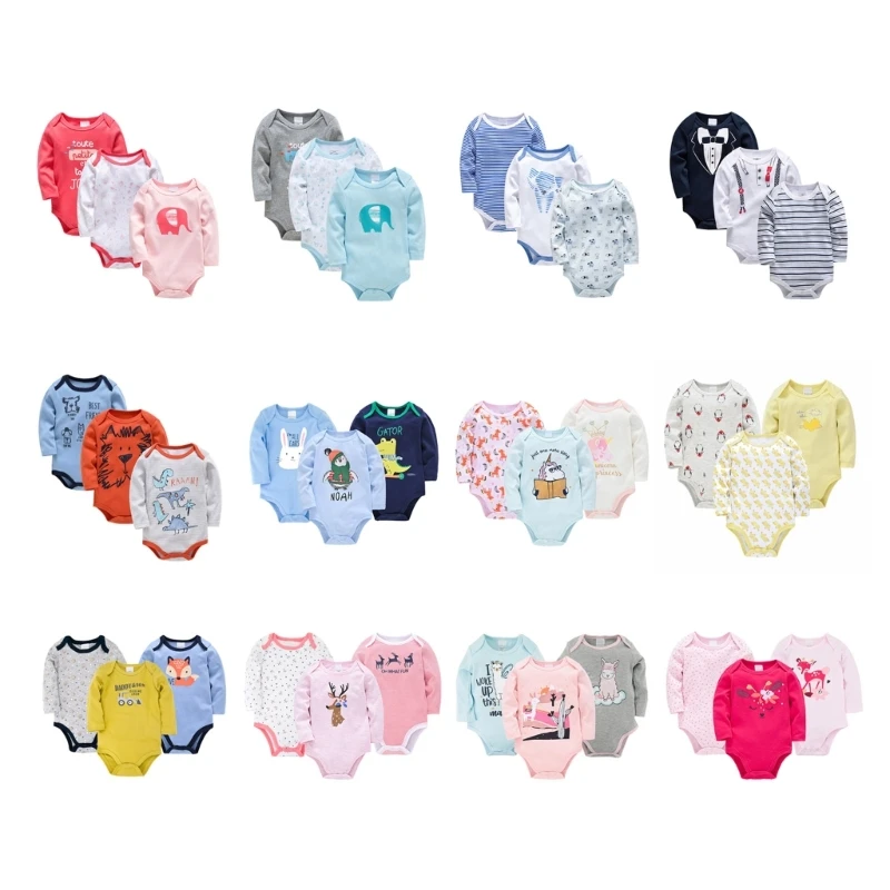 

3pcs Newborn Outfit Pullover Sweatshirt Skin Friendly Baby Autumn Bodysuit Cover