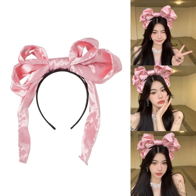 

Headdress Hairband Headwear Costume Hair Accessories Cosplays Headband Cute Big Bowknot Decors Sweet Hair Hoop R7RF