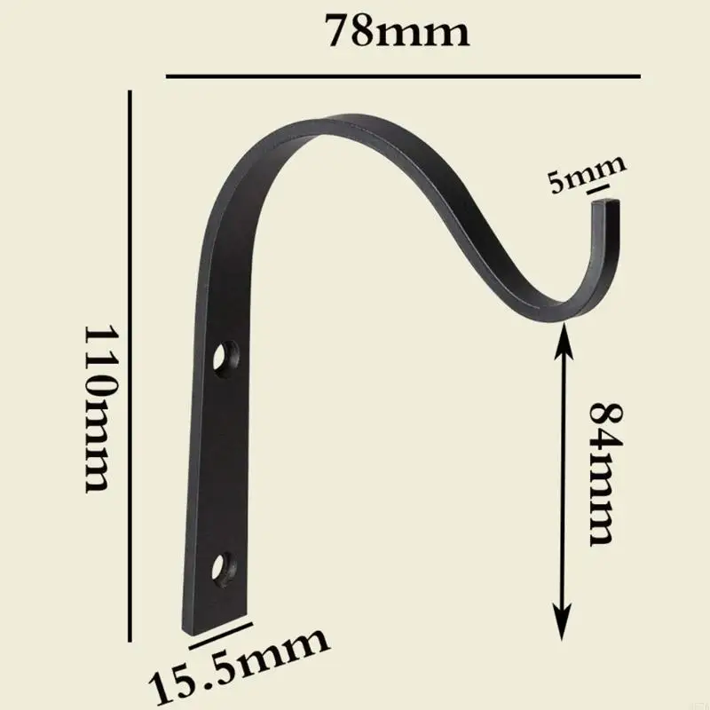 367A Outdoor Hanging Plants Bracket, Plant Hanger Indoor Bird Feeder Hangers Hook Heavy Duty Wrought Cast Iron Wall Fence