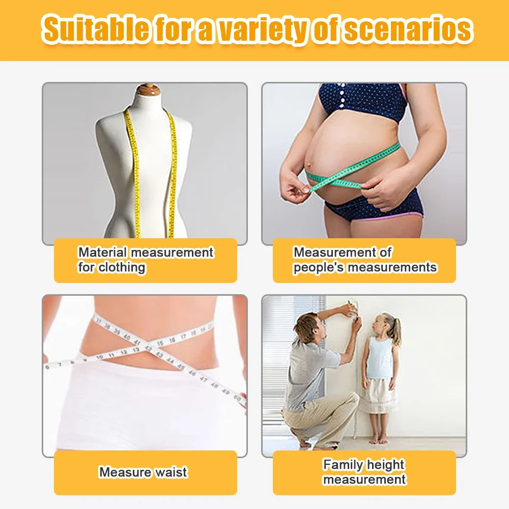 Soft Tape Measure Tailor's Tape with Snap Fasteners Body Measuring Double-sided Ruler For Needlework Sewing Tool 1.5M/60in tape measure,measuring tape,measuring ruler