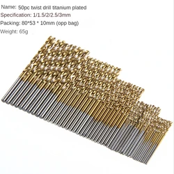 Premium Titanium Coated High - Speed Steel Drill Bit Set - 50 Pieces for Metal, Wood, and Aluminum Drilling (50PCS Gold drill)