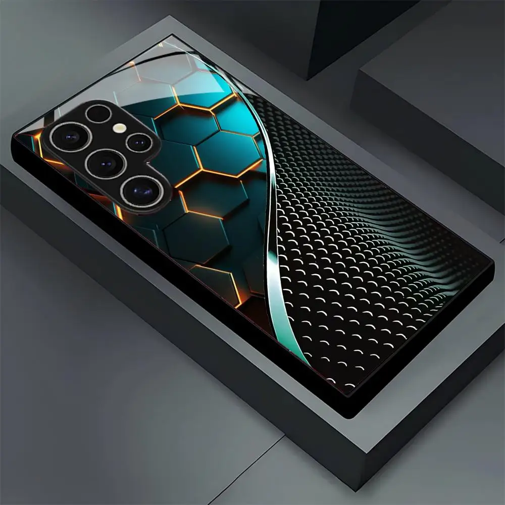 Honeycomb Wood Pattern Glass Phone Case Image 4