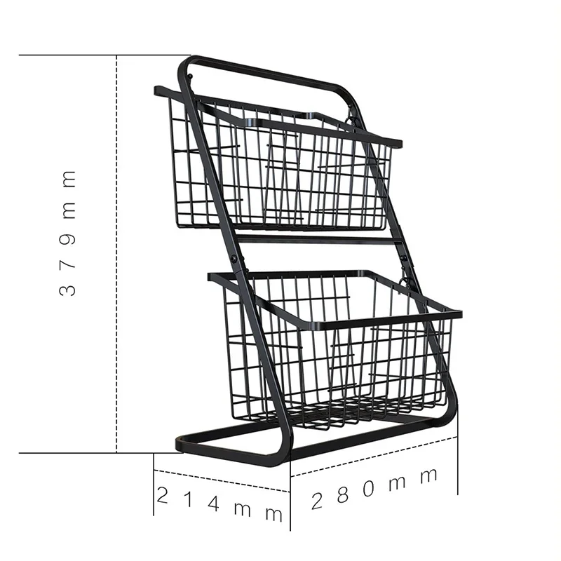 2 Tier Fruit Basket Kitchen Countertop Storage Organizer Fruits Vegetable Storage Iron Basket Bathroom Cosmetic Storage Rack 6