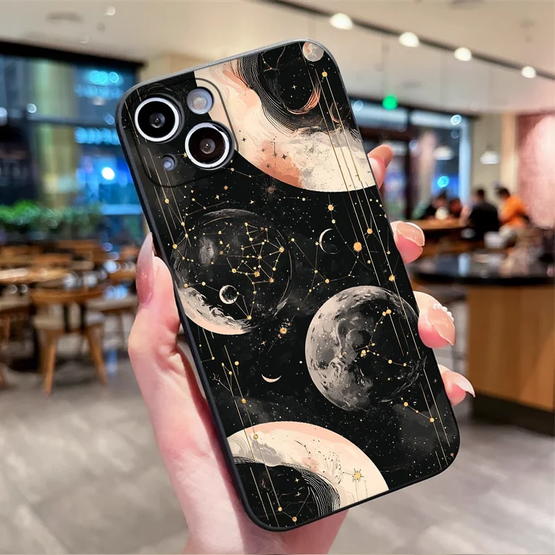 Aesthetic Space Planet Moon Stars Soft Phone Case Cover