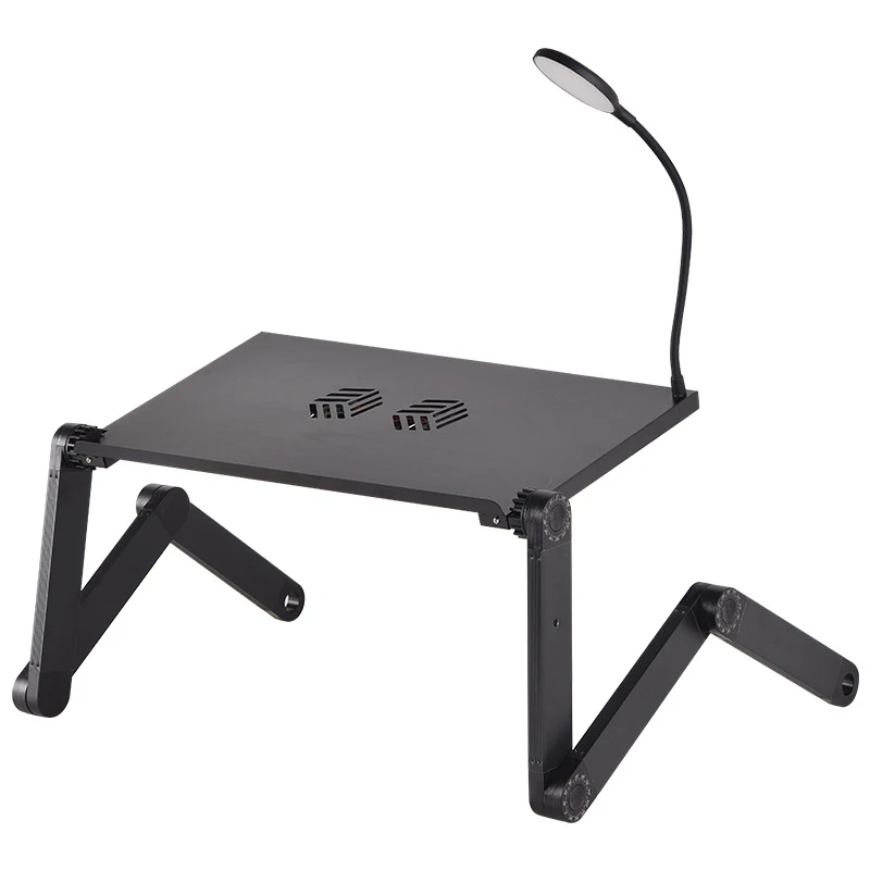Laptop Bed Tray Desk with LED Desk Lamp Mouse Pad Cooling Fan Adjustable Laptop Stand for Bed Foldable Laptop Table