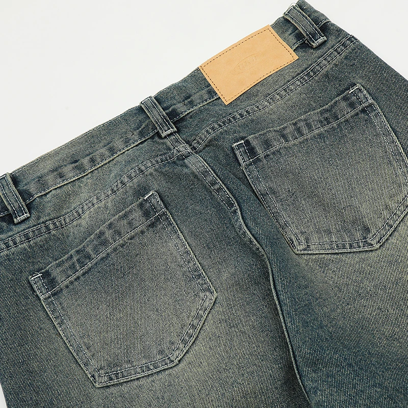 UPRAKF Flared Distressed Pocket Jeans Summer Streetwear Basic Pants Fashion High Street Autumn Casual Denim