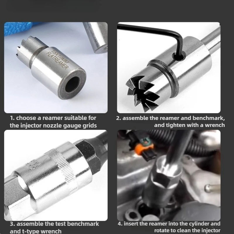 Clean Kit Auto Repair Tool Automotive Accessories Universal Car Diesel Injector Seat Cutter Set Oil Nozzle Reamer Carbon