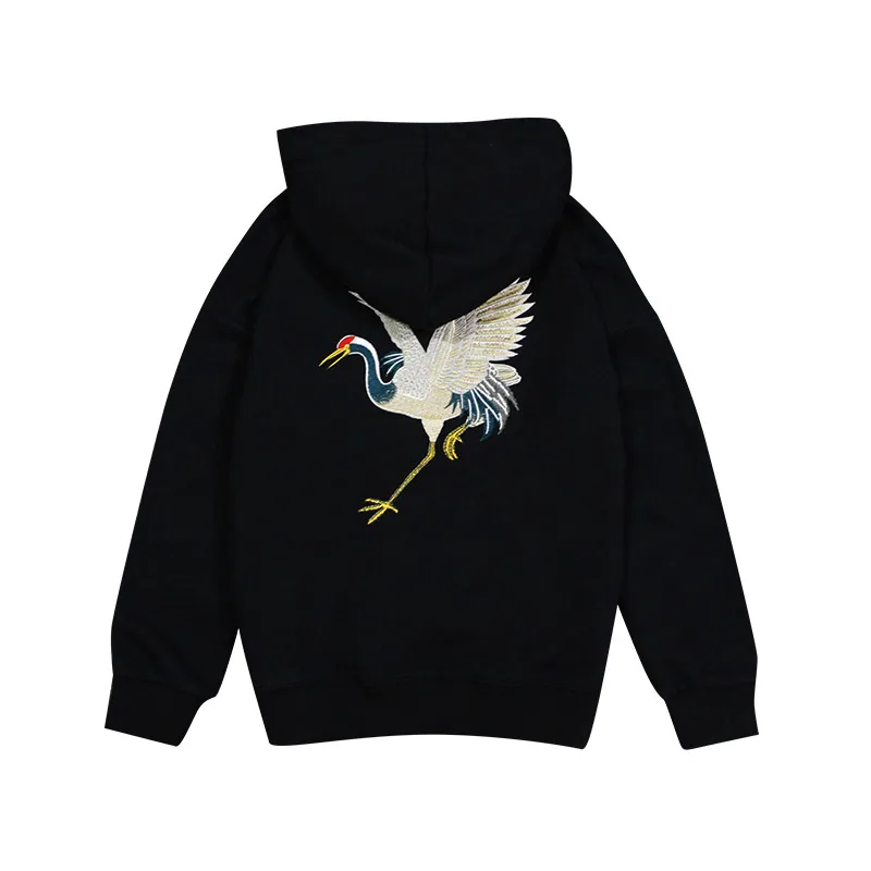 

Chinese style Spring and Autumn New crowned crane Embroidery Hoodies Sweat Men Women Loose Fleece pullover Sweatshirts Coat