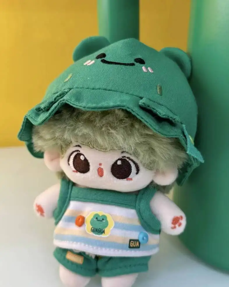 10cm Cotton Doll Clothes Lovely Little Green Frog Set Vest Jumpsuit Climbing Suit Hat Backpack DIY Doll Clothes Accessories