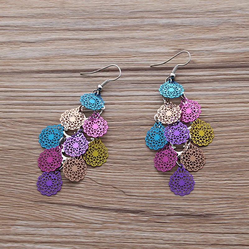 Pendientes largos de flores Torse para mujer, aretes largos de estilo bohemio, a la moda