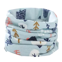 2024 Children's Cotton Fashion O-Ring Scarf (Cartoon tree blue)