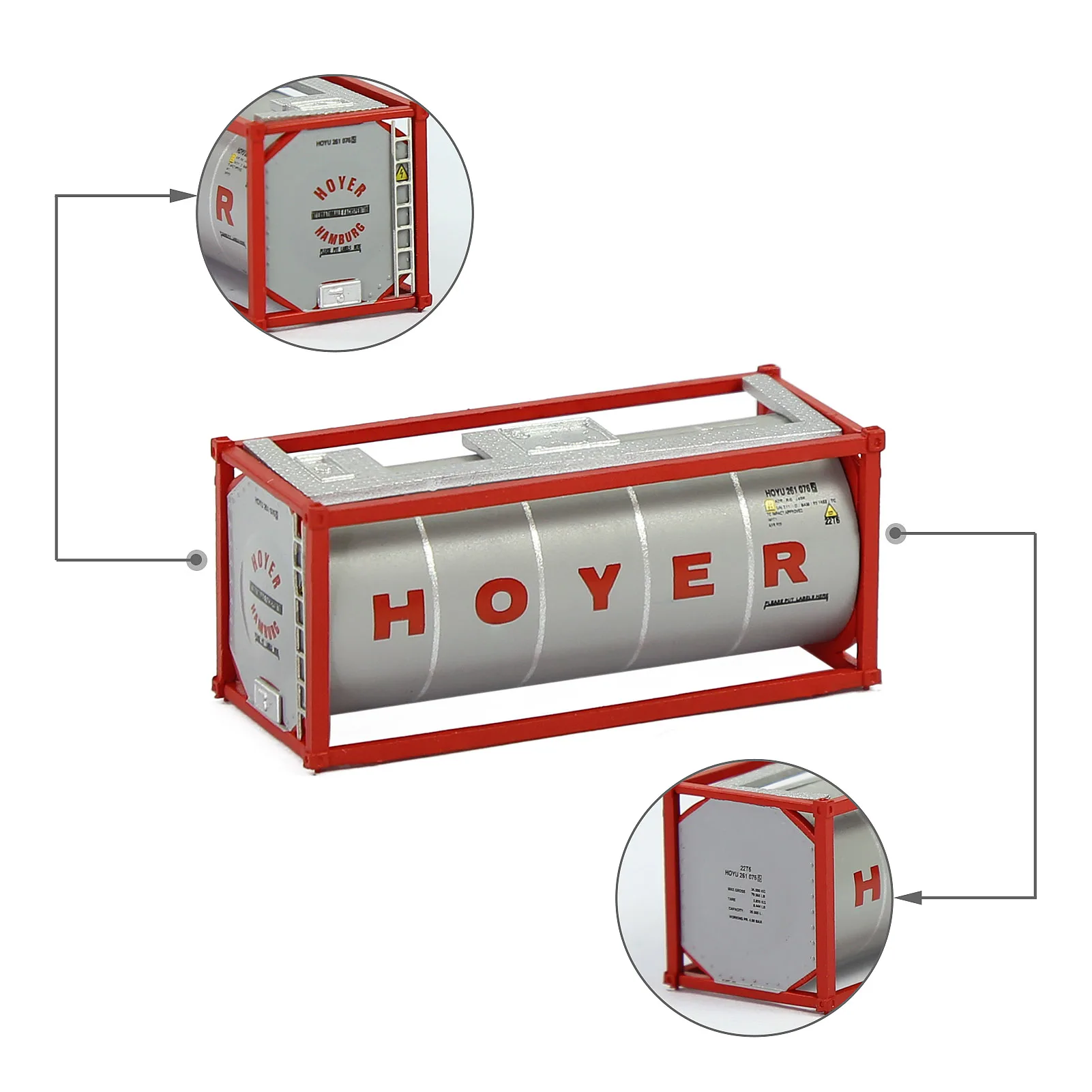 Evemodel Oil Tank 2-Pack - 20' Intermodal Tanktainer Container N Scale