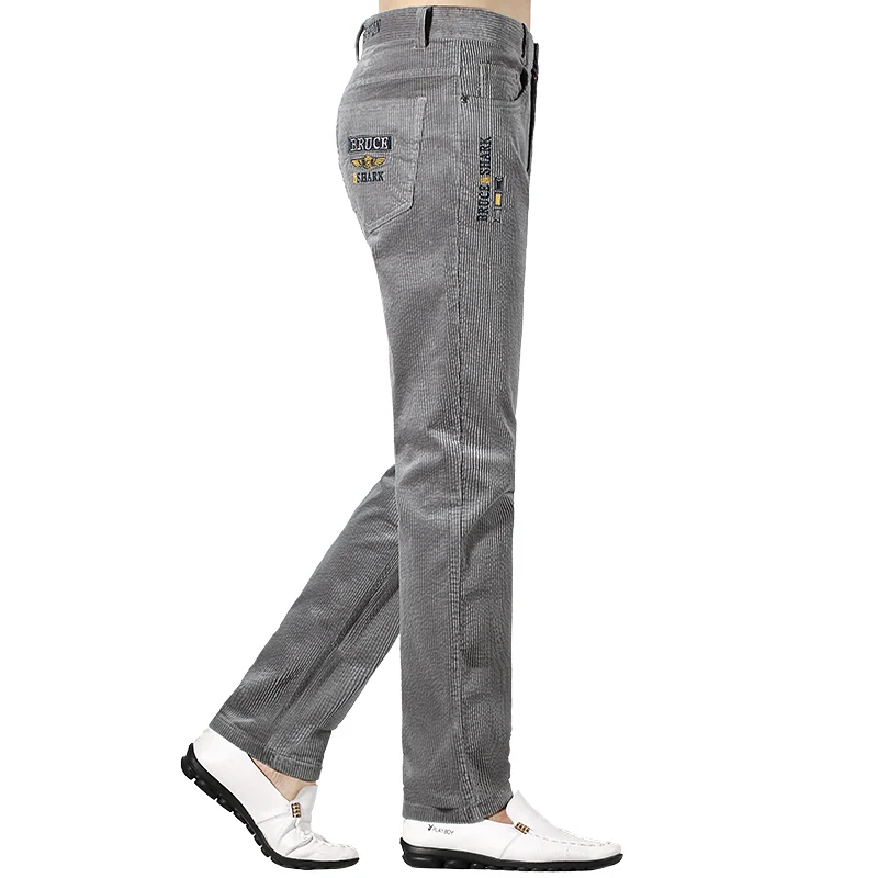New Winter Men's Corduroy Casual Full Pants Bruce&Shark Fashion Stretch Men's Trousers Loose Mid Waist Thick Cotton Size 28 - 40 3