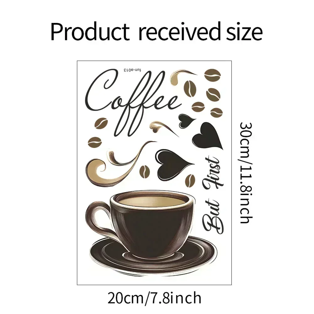 Coffee Nook Decor Brown Coffee Cup Wall Sticker Versatile Home Decor Item Playful Kitchen Versatile Home