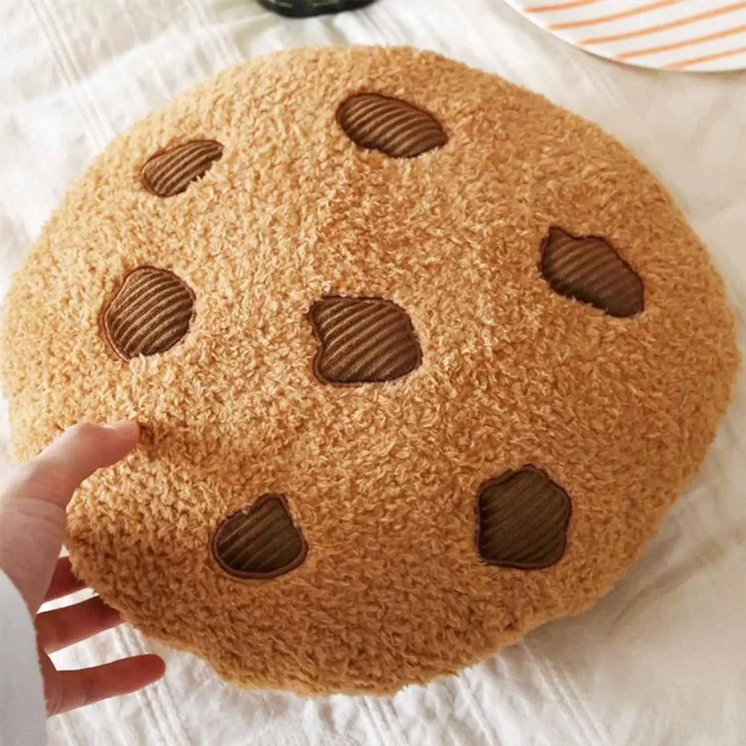 Cookies Pillow Round Chocolate Chip Cookie Throw Pillow Stuffed Plush Toy Pillow Living Room Bedroom Bedside Nap Soft Cushion 2