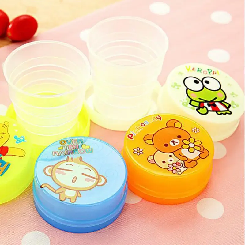 

10PCS Cute Travel Cartoon Telescopic Collapsible Folding Flexible Cup Security Packing Organizers Kids Toys Gift Random Color