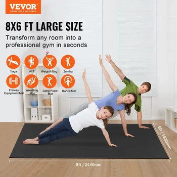 VEVOR Exercise Mat, Non-Slip High Density Premium Yoga Mat, Bag, Suitable for All Types of Home Yoga, 8x6 Feet) 2