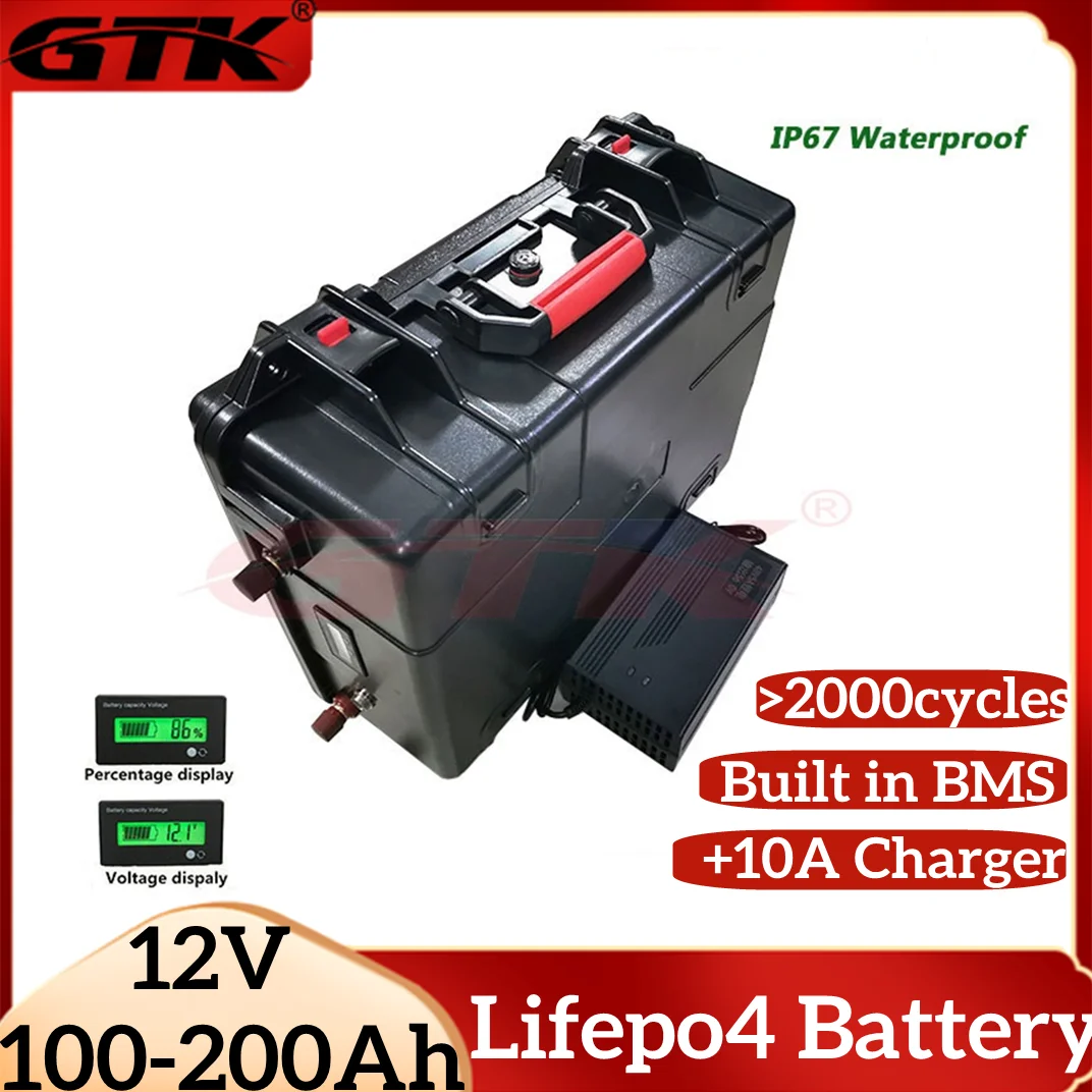 Gtk Waterproof 12v 100ah 120ah 150ah 180ah 200ah Lifepo4 Lithium